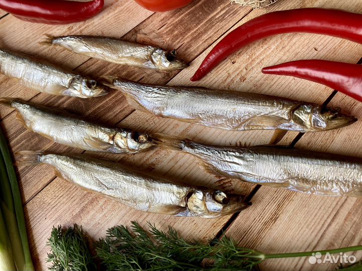 Копченая мойва, скумбрия, форель