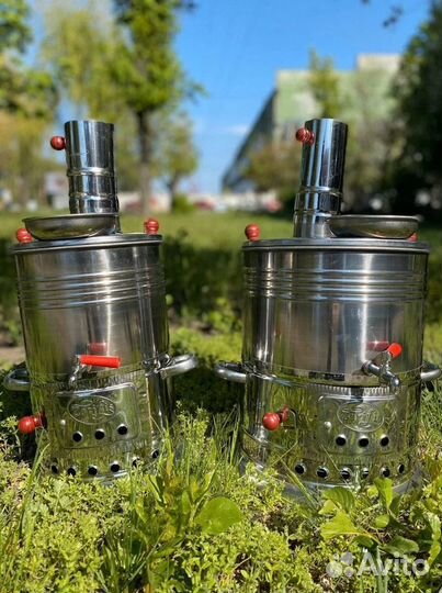 Самовар турецкий 8л. жаровой на дровах, 2 крана