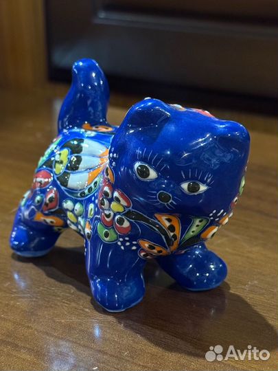 Фарфоровая статуэтка кошка ручная работа Мексика