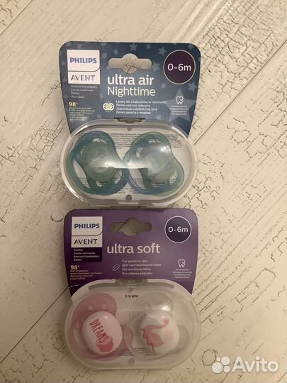 Новые Пустышки Philips Avent (0-6м) 2 шт оригинал