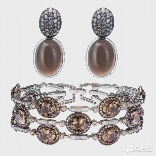 Комплект Bucherer с раухтопазами и коньячными брил