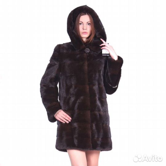 Шуба норковая с капюшоном