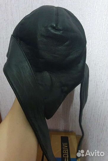 Шапка кожаная утеплённая