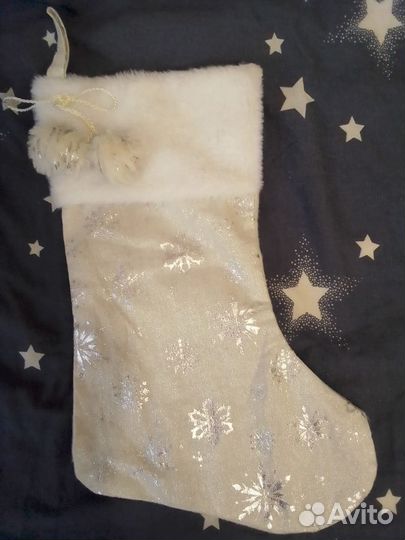 Новогодний носок для подарка выс 37 см