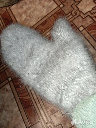 Варежки пушистые из пуха кролика