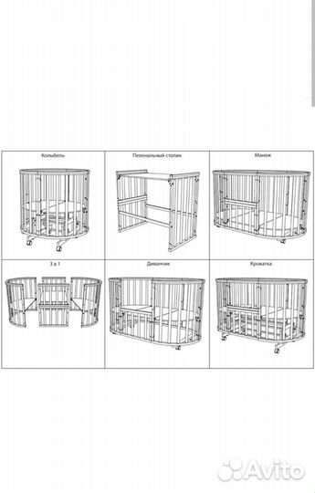 Детская кроватка трансформер 6 в 1