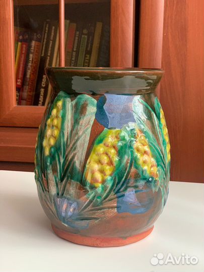 Ваза Мимозы. Керамика, майолика. Старая Гжель