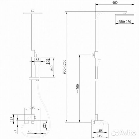 Душевая система Abber Wasserfall AF8616G золото матовое