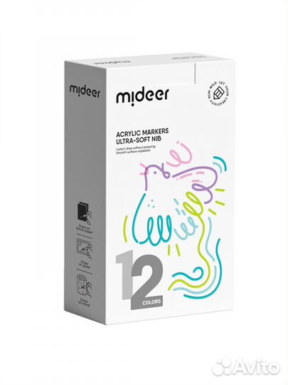 Акриловые маркеры Mideer, 12 шт