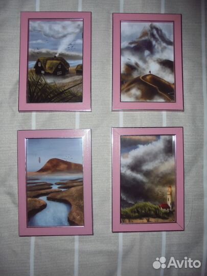 Фэнтези Скандинав гор 4 панно роз рамка 12 х 17 см