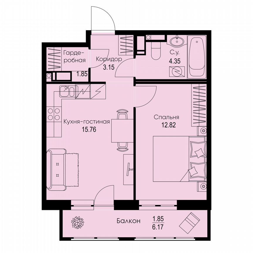 1-к. квартира, 39,8 м², 8/9 эт.