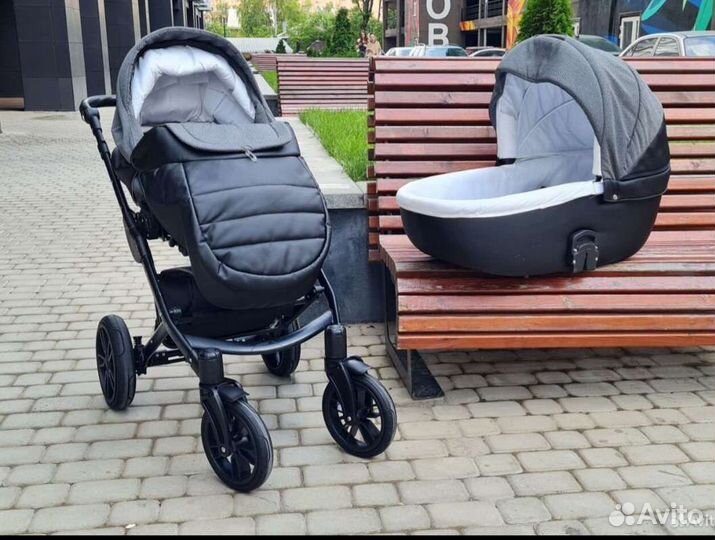 Коляска 2 в 1 indigo эко кожа