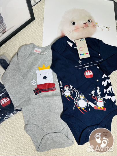 Комплект новогодних боди для новорожденных Lupilu