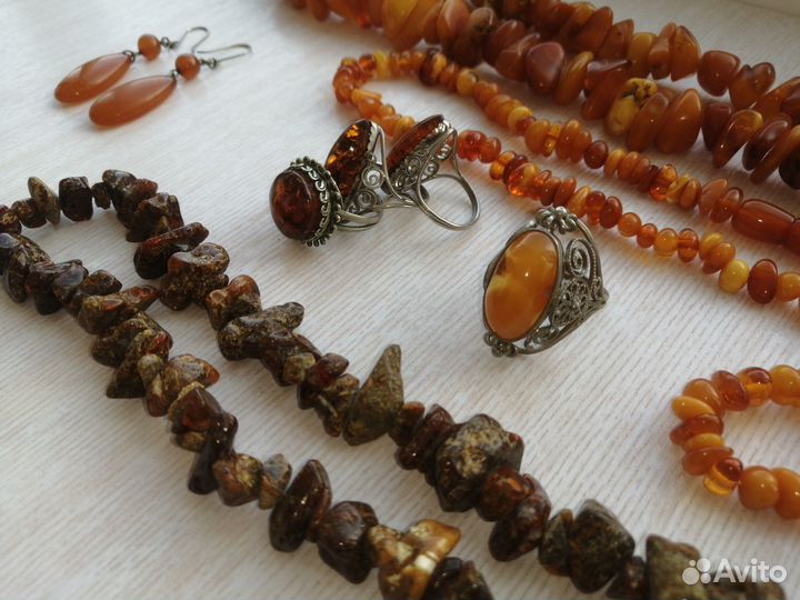 Янтарь винтаж СССР бусы серьги кольца