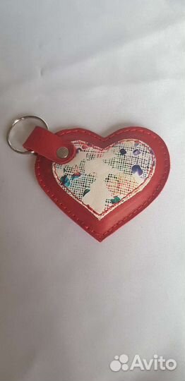 Брелок сердце кожа