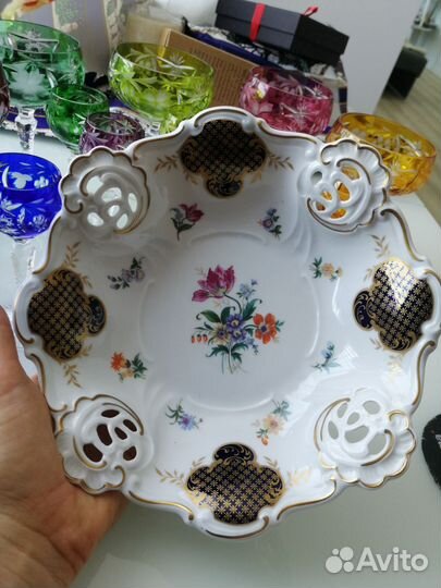 Блюдо фарфор. Weimar Kobalt