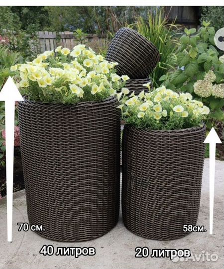Кашпо из ротанга 20 литров, 40 литров