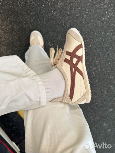 Кроссовки бежевые коричневые Onitsuka tiger Mexico