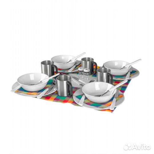 Набор для пикника на 4 персоны luxe синий/серый HS