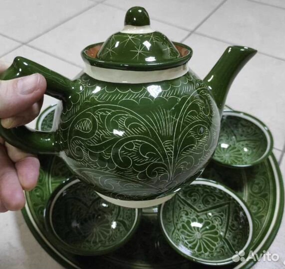 Ляган, пиала, чайник Узбекский