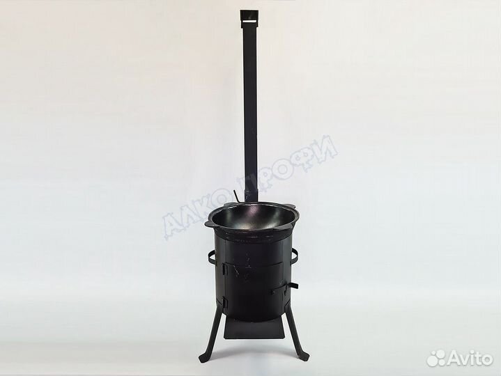 Печь для казана с дверцей и дымоходом
