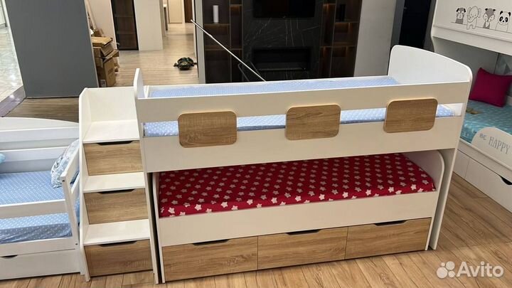 Выдвижная кровать для двоих детей Gorodok