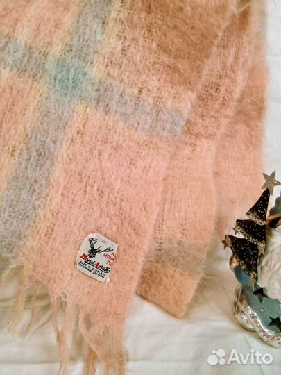 Большой мохеровый шарф палантин Шотландия винтаж