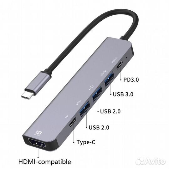 USB Хаб Type-C 6в1 на MacBook bronka UC90