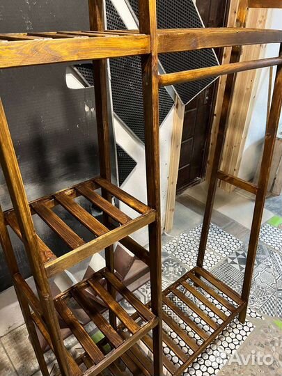 Вешалка стеллаж напольная, деревянная