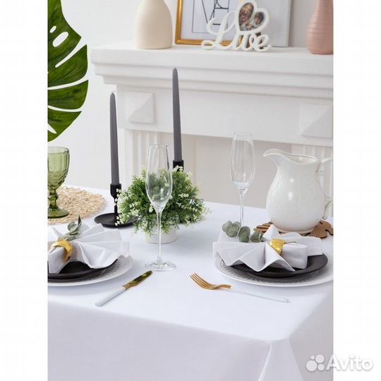 Скатерть Этель 150х150 См, однотонная цвет белый