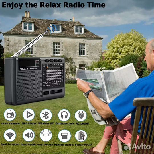 Радиоприемник Xhdata D-368 Fm/Am/Bluetooth/USB/Mp3