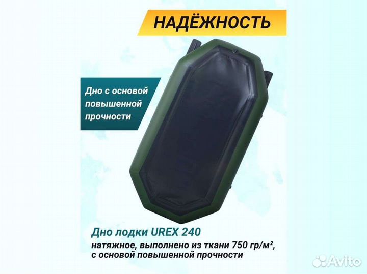 Лодка пвх надувная для рыбалки 240 см urex 240