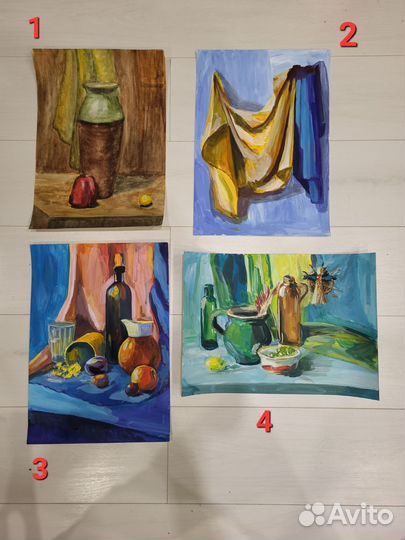 Натюрморт гуашь, пастель учебный рисунок