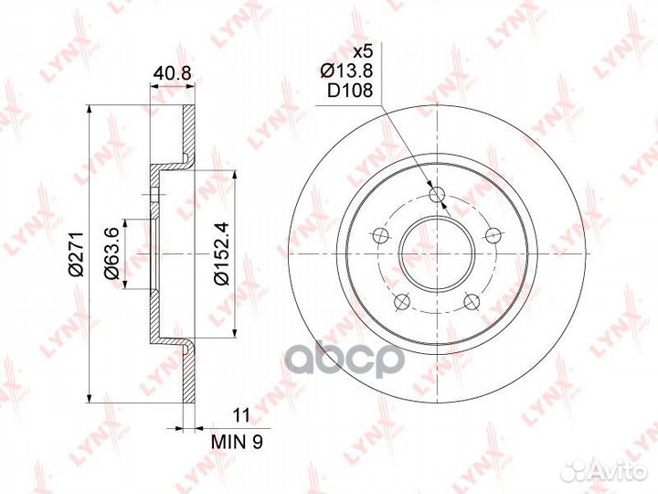 Диск тормозной зад BN1452 lynxauto