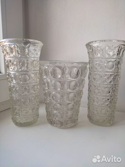 Вазы линзы Уршельский стеклозавод СССР клеймо