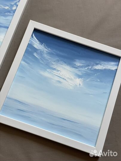 Картина маслом пейзаж море небо Триптих