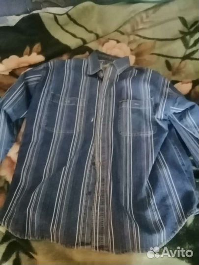 Мужская джинсовая тёплая рубашка