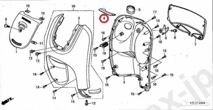 Накладка паруса Honda Giorno AF70 81132-GGL-J00ZA