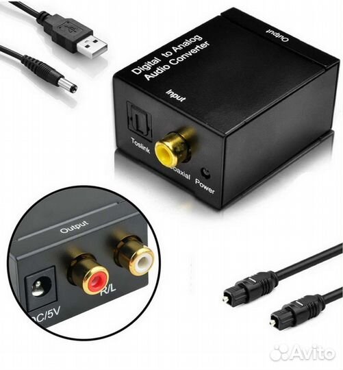Конвертер переходник звуковой с оптики Toslink