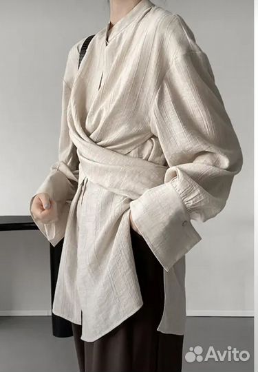 Рубашка, блузка, акцентная, с завязками на талии