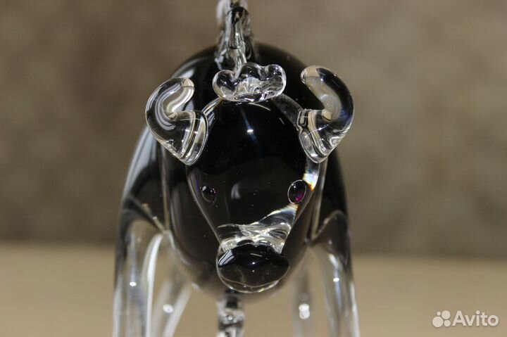 Статуэтка бык СССР цветное стекло