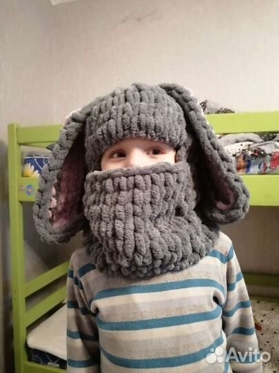 Детская плюшевая балаклава заяц