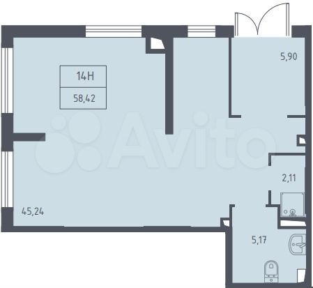 Свободного назначения, 58.5 м²
