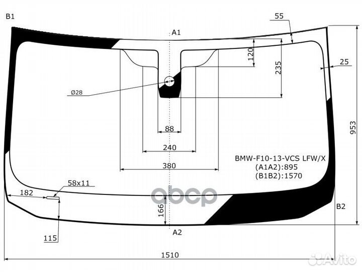 Стекло лобовое (Датчик дождя/ 4D SED/5D WGN) BM