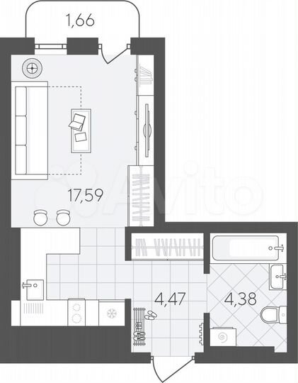 Квартира-студия, 28,1 м², 9/24 эт.