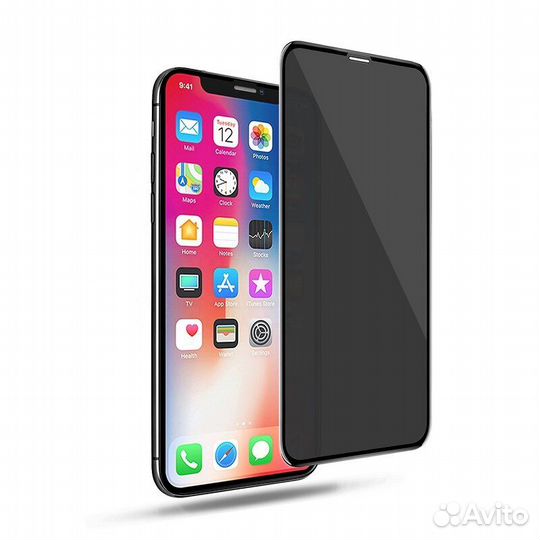 Защитное стекло Антишпион для iPhone + установка