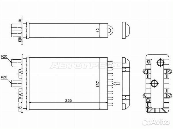 Радиатор отопителя салона VW transporter T4 90-03, VW transporter/caravelle T4 90-03