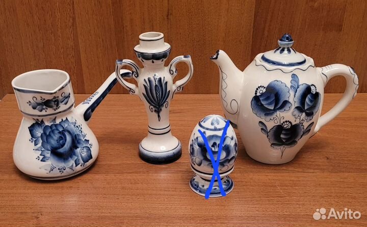 Турка, чайник, подсвечник фарфоровые гжель