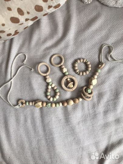 Деревянная растяжка в кроватку/коляску, грызунки