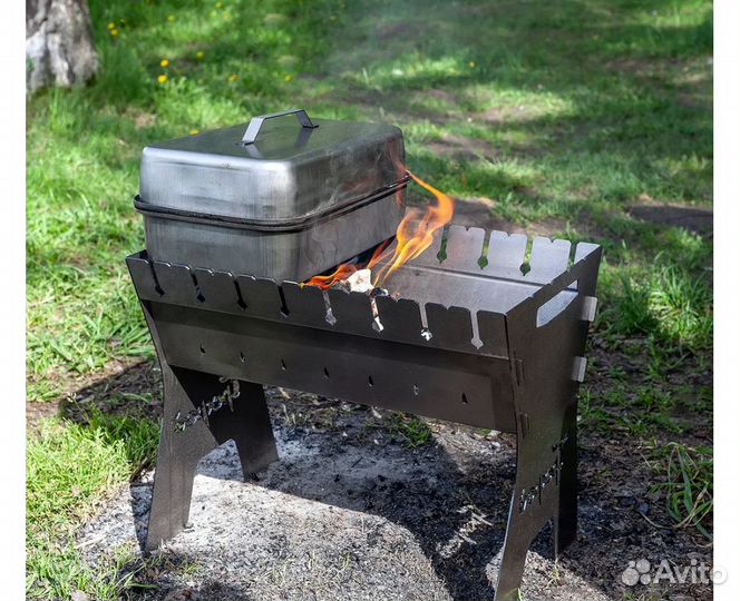 Коптильня походная для горячего копчения рыбы. Нов
